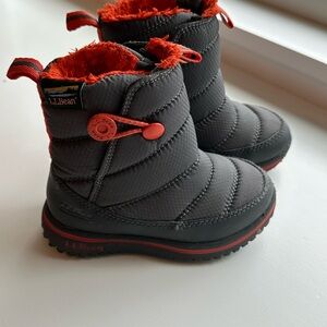 L.L. Bean Kids Charcoal and Scarlet Boots